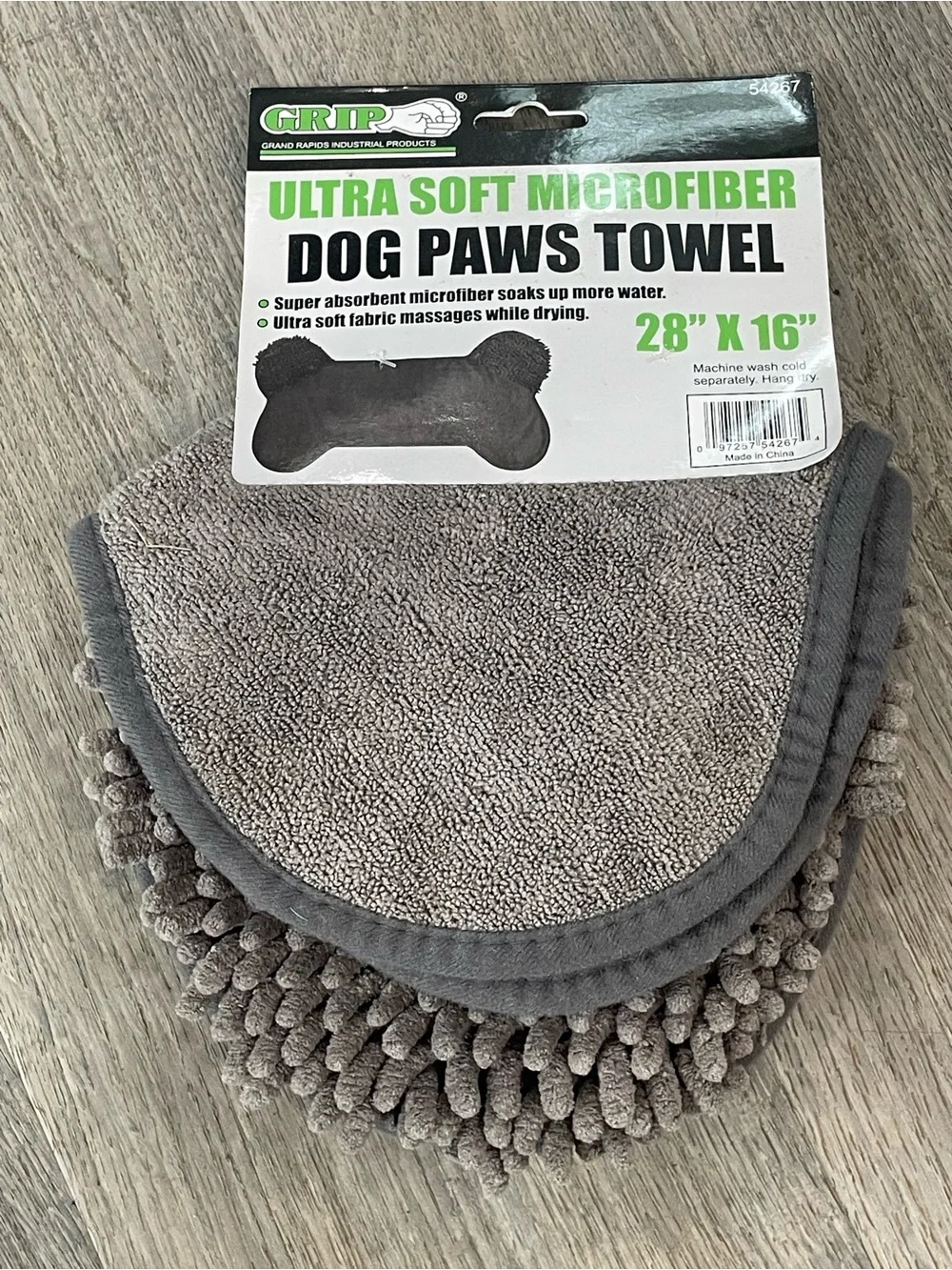 Ultra Soft Microfiber Dog Paws Towel - Gray